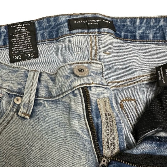 Cult Of Individuality Rocker Slim Distressed Graffiti Blue Jeans Size 30 x 33 - Picture 2 of 8